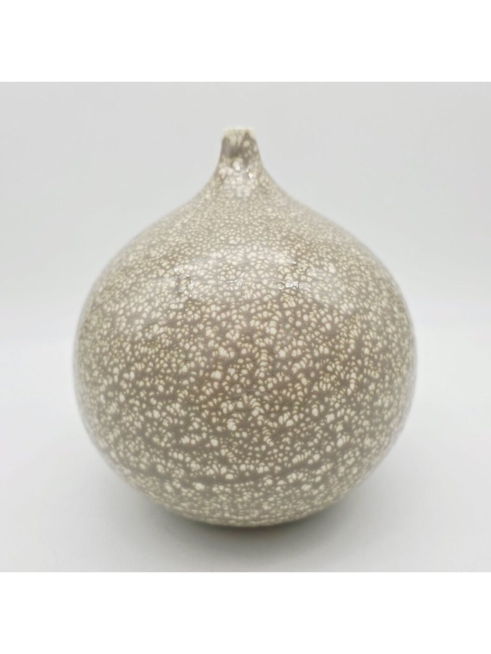 Crate & Barrel Beven Speckled Ceramic Bud Vase Handmade Portugal Gray & White